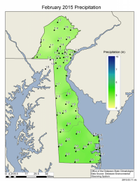 February 2015 total precipitation based upon DEOS station data.