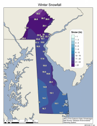 Winter 2014-15 snowfall totals based upon DEOS station data.