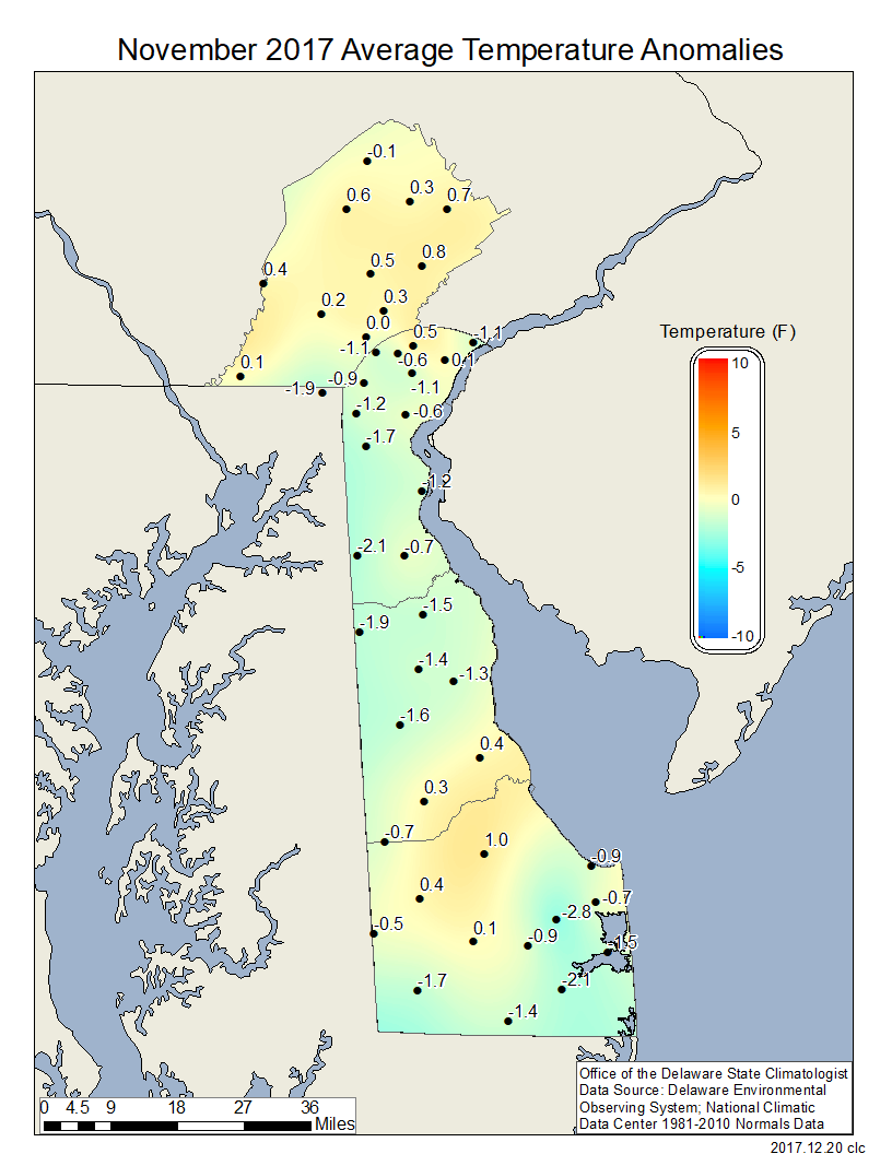 November Climate Conditions Dry with Near Normal Temperatures Across